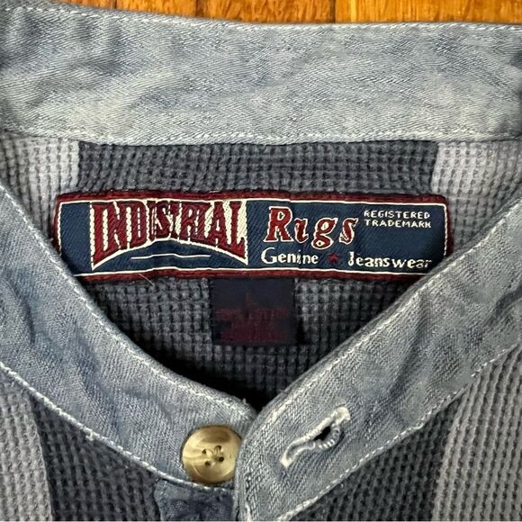 Vintage Industrial Rags Band Collar Striped Polo - Picture 5 of 6